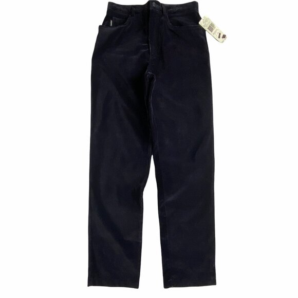 Vintage Ralph Lauren Petite Navy Velour 5 Pocket Straight Leg Jeans USA 8P NOS - Picture 1 of 12